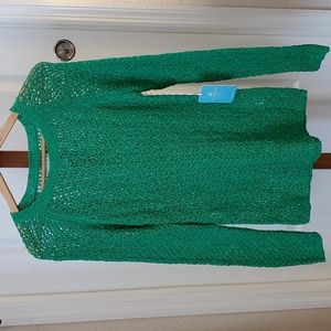 Caribbean Joe Knit Mesh Green Top size Large